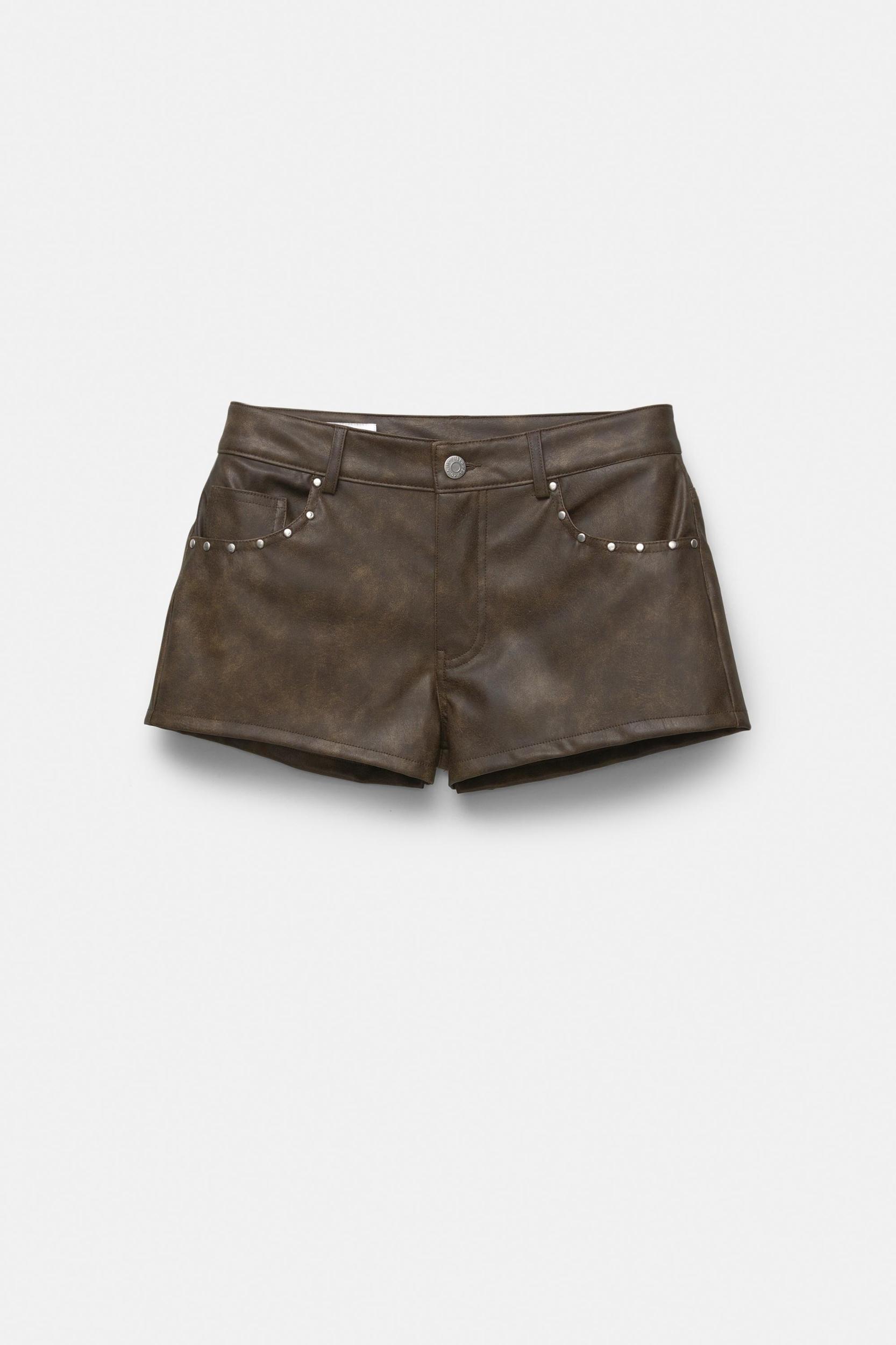 Studded faux leather shorts Product Image