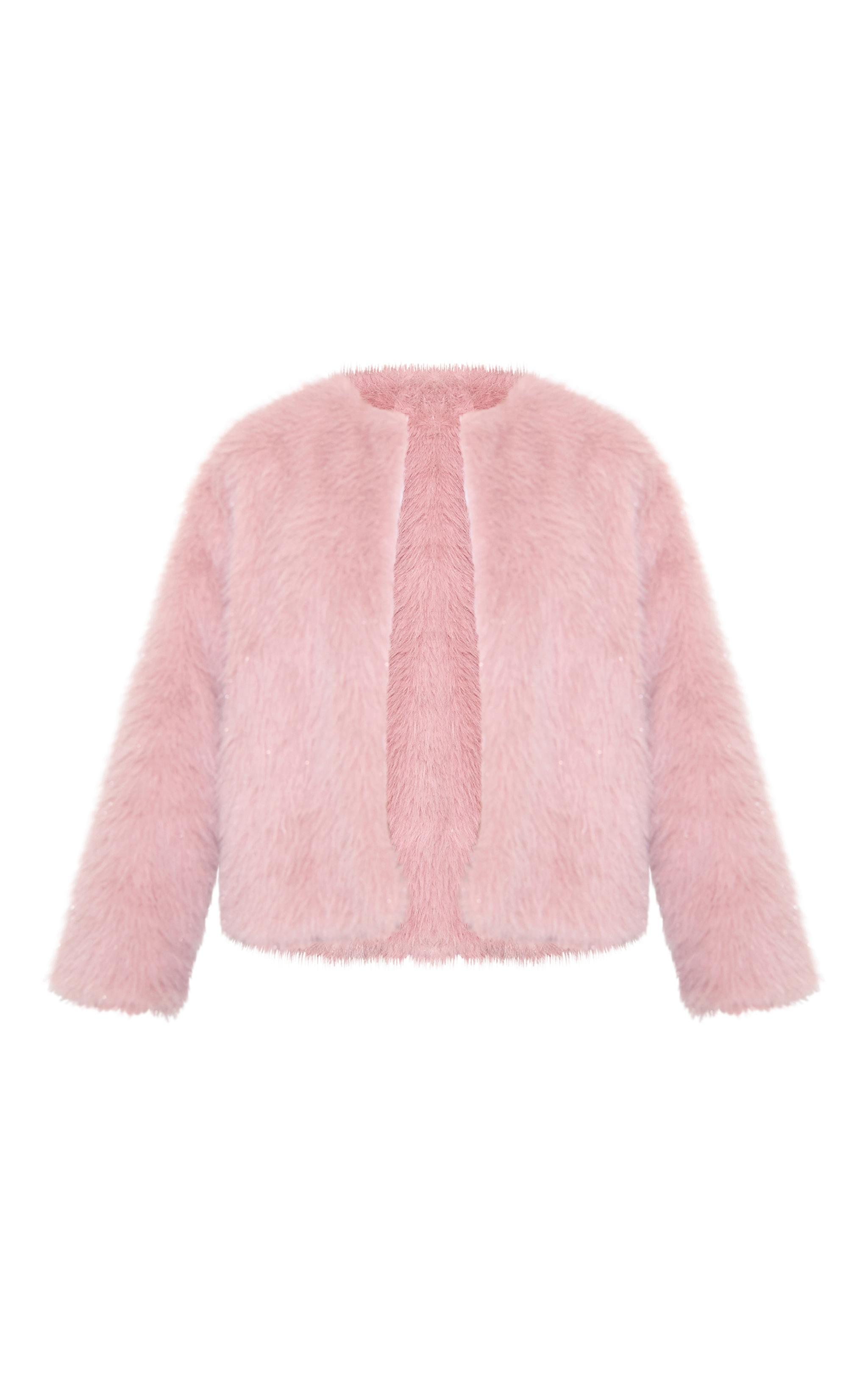 Pink Glitter Faux Fur Coat Product Image