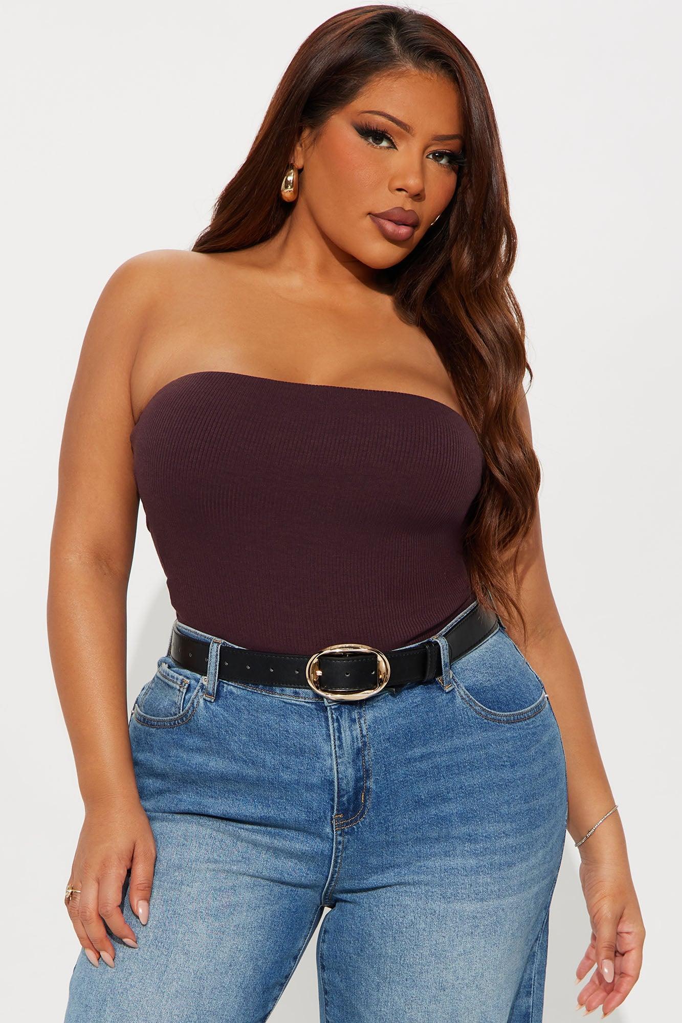 Demi Double Lined Tube Bodysuit - Dark Brown Female Product Image
