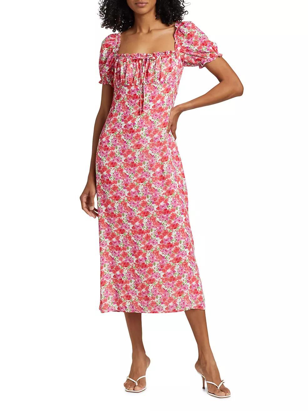 Felicity Floral Squareneck Midi-Dress Product Image