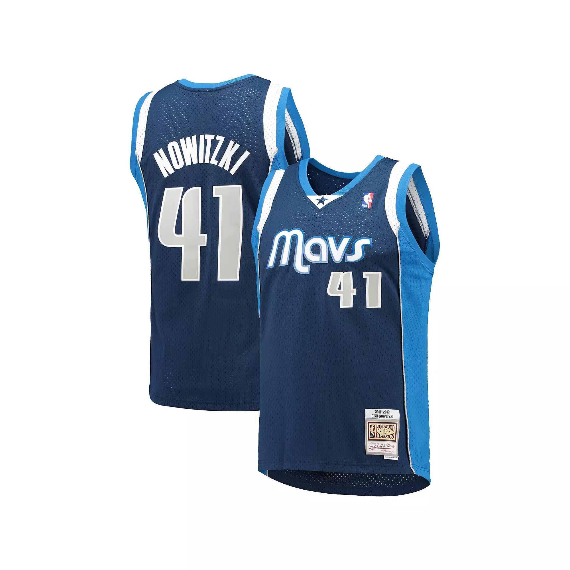 Men's Mitchell & Ness Dirk Nowitzki Navy Dallas Mavericks 2011-12 Hardwood Classics Swingman Jersey, Size: Small, Blue Product Image