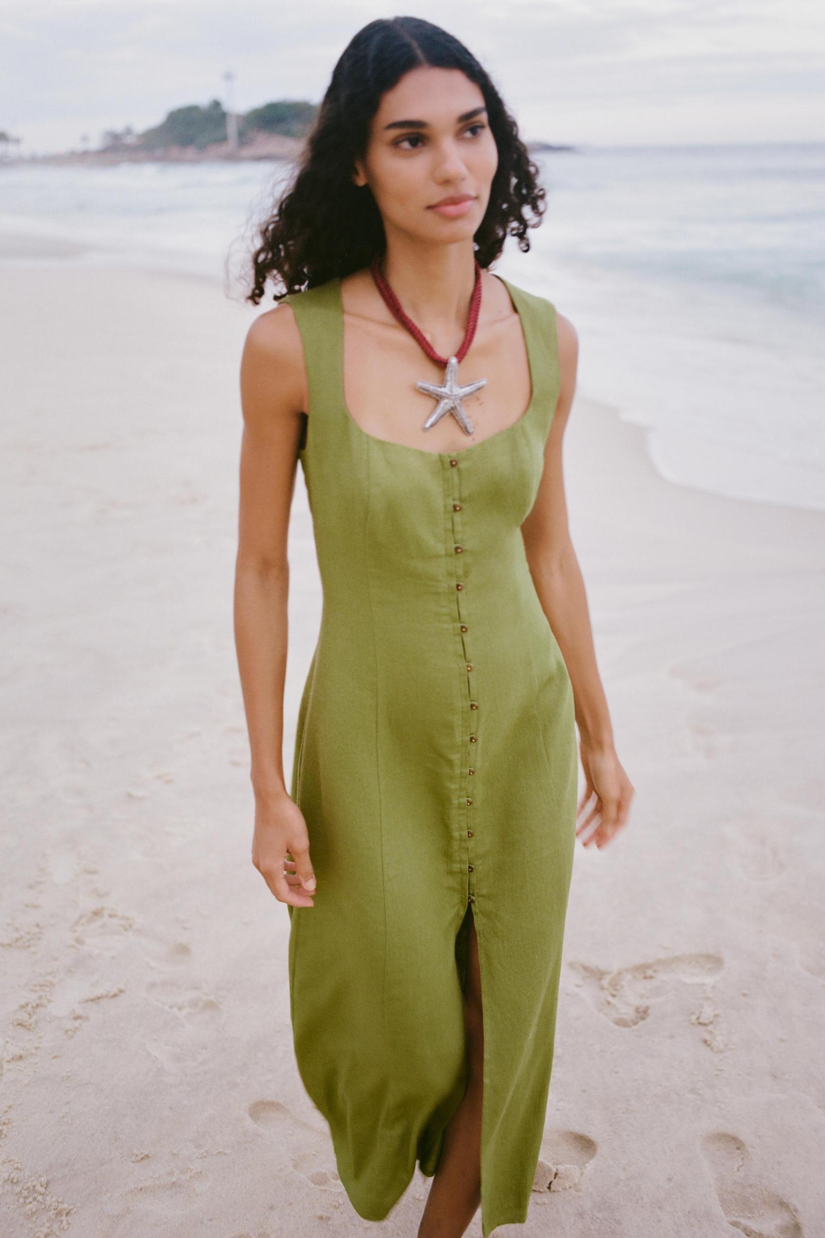 LINEN MIDI DRESS Product Image