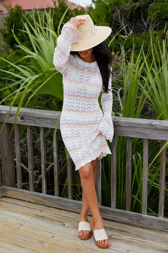 Endless Sunsets Crochet Knit Multi Color Dress SALE Product Image