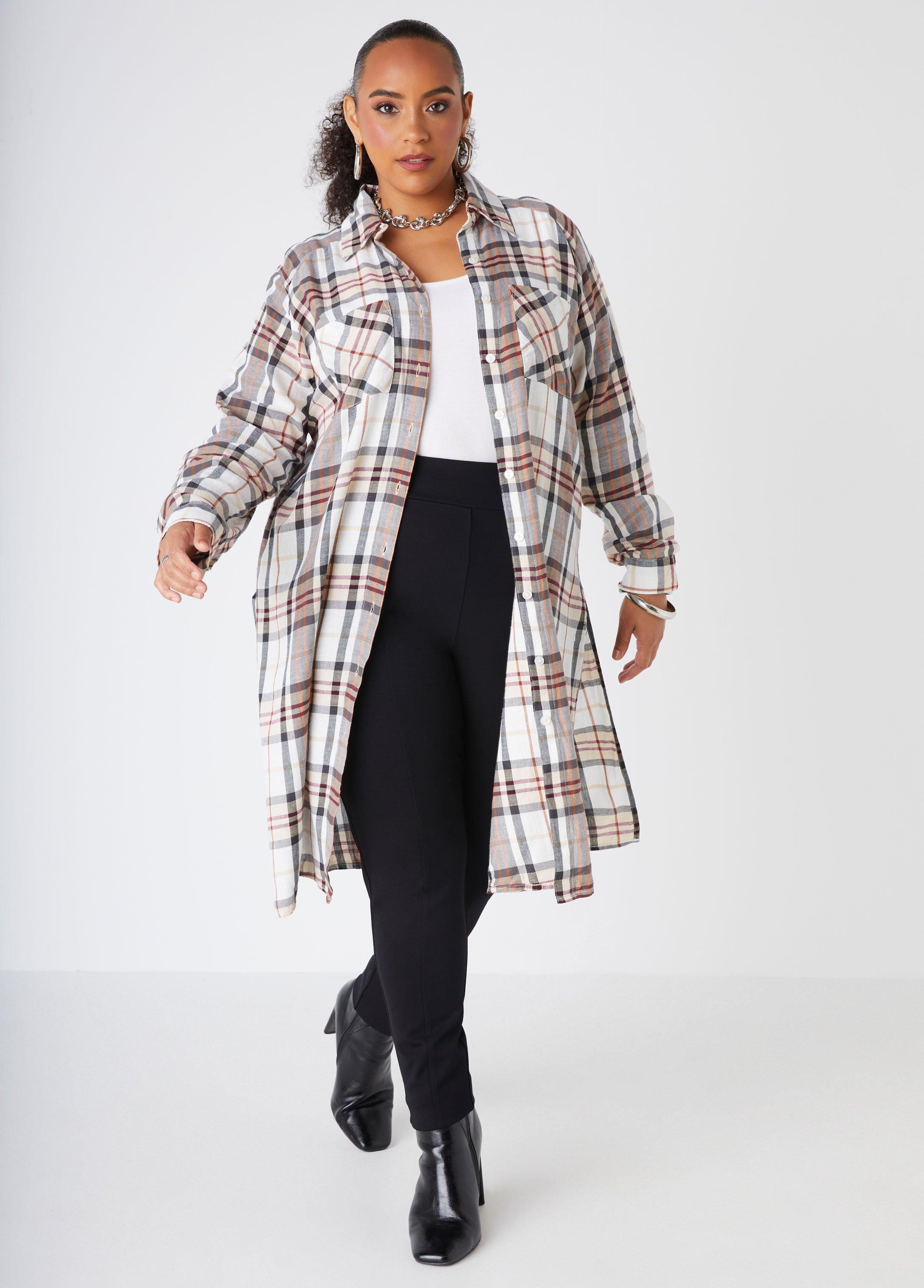 Plaid Cotton Duster Shirt Product Image