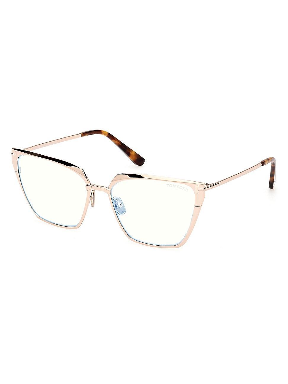 Womens 56MM Blue Block Square Eyeglasses Product Image