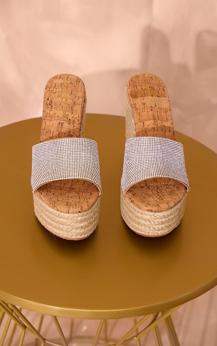 Diamante Round Toe Heeled Cork Wedges Product Image