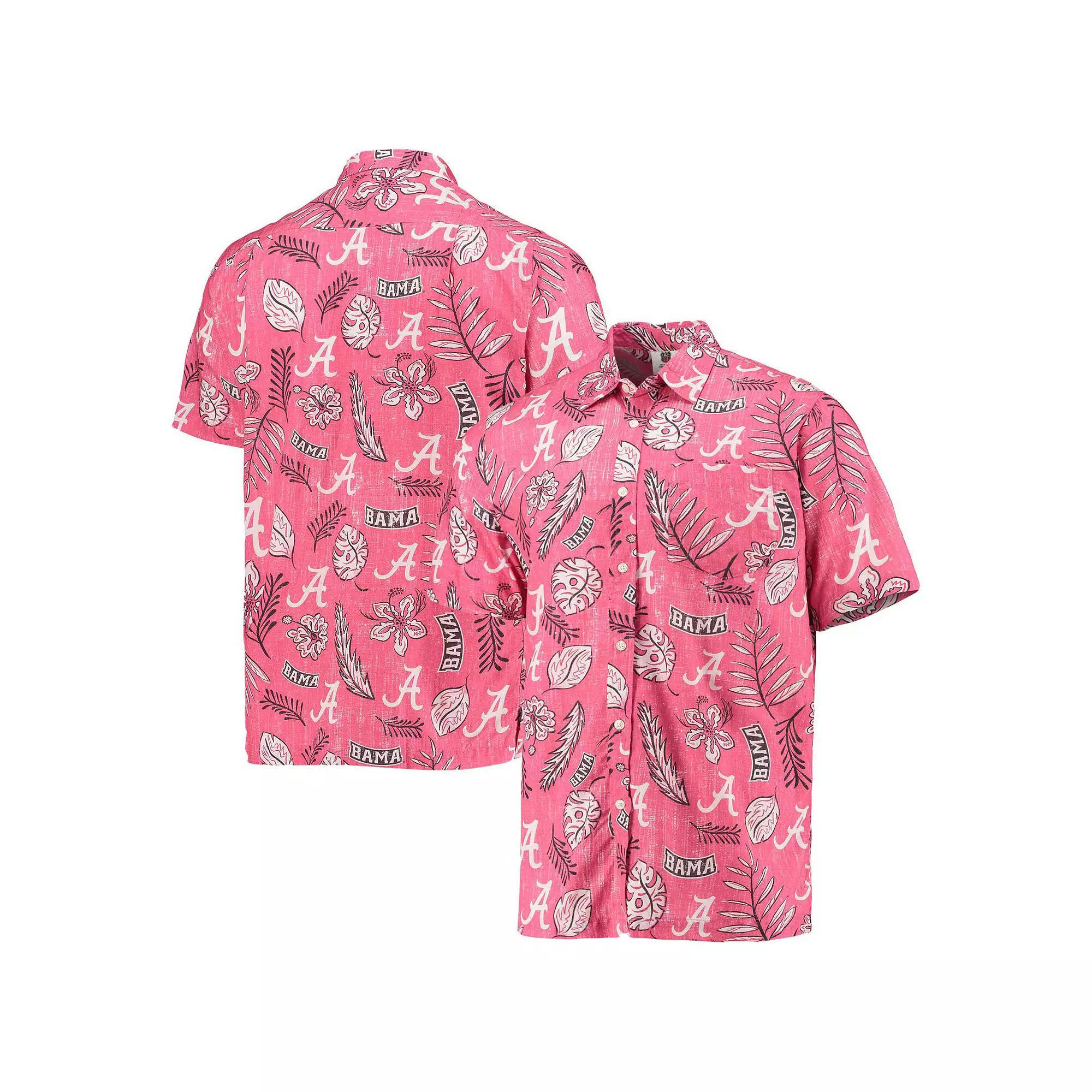 Mens Wes & Willy Crimson Alabama Crimson Tide Vintage Floral Button-Up Shirt Product Image