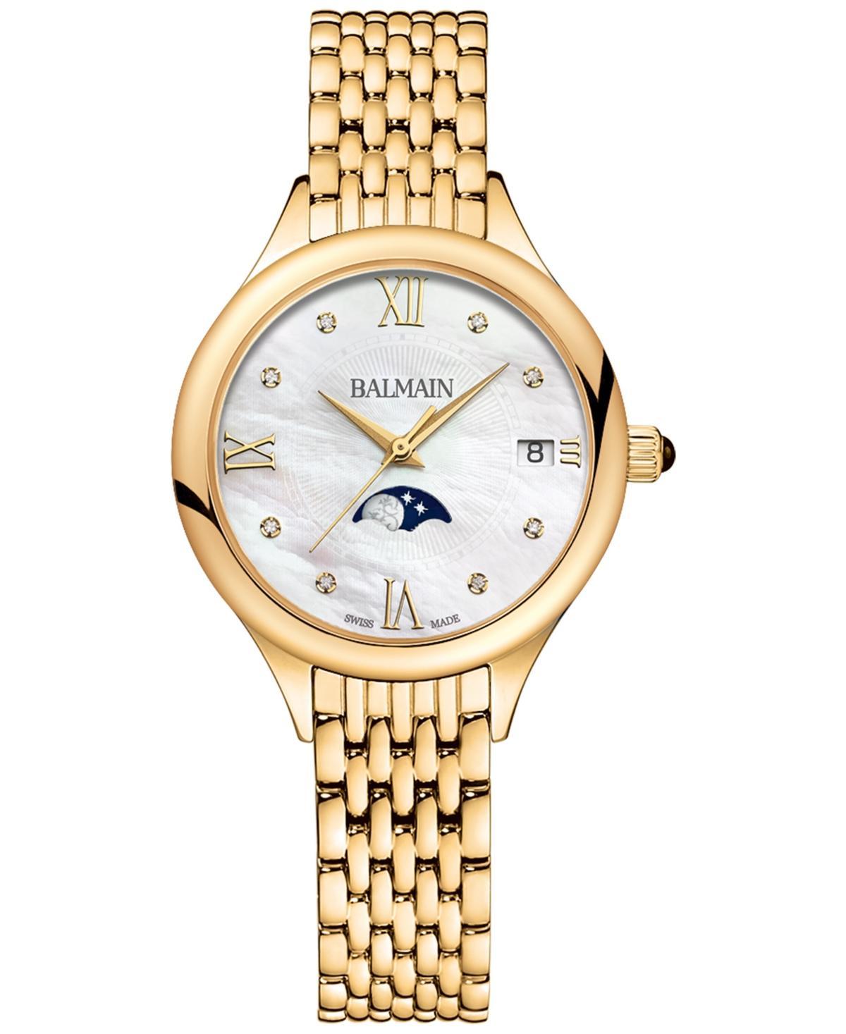 BALMAIN Women's Swiss  De  Moonphase Diamond Accent Gold Pvd Stainless Steel Bracelet Watch 31 In Yellow Product Image