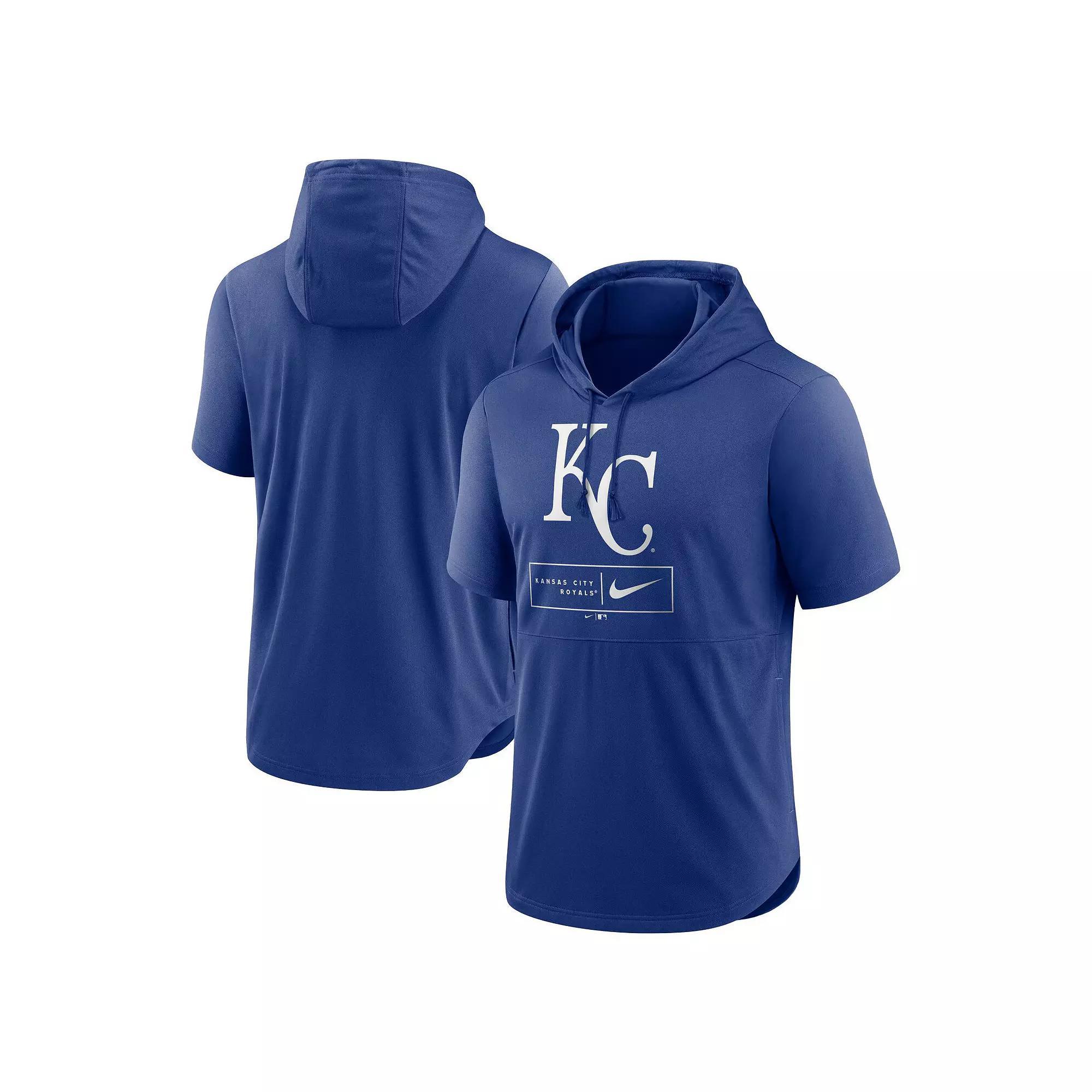 Men's Nike Royal Kansas City Royals Lockup Performance Short Sleeve Lightweight Hooded Top, Size: Small, Blue Product Image