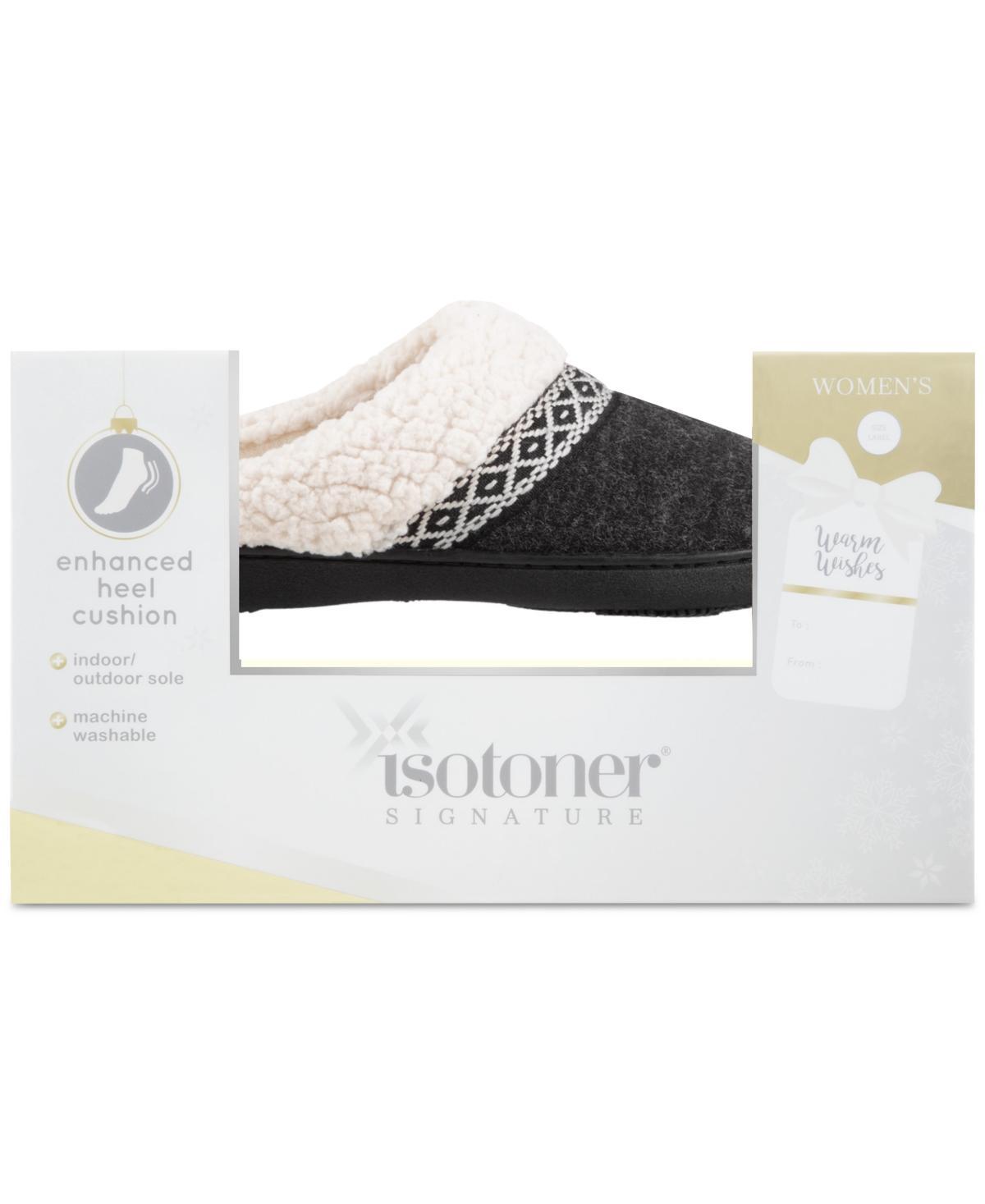 Isotoner Signature Womens Heather-Knit Ada Hoodback Boxed Slippers Product Image