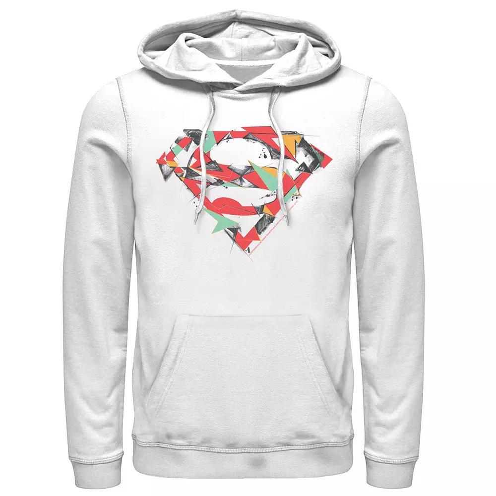 Men's DC Comics Superman Polygon Chest Logo Hoodie, Size: Medium, White Product Image