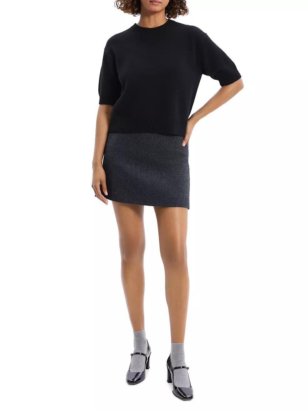 Womens Cashmere Knit Crop T-Shirt Product Image