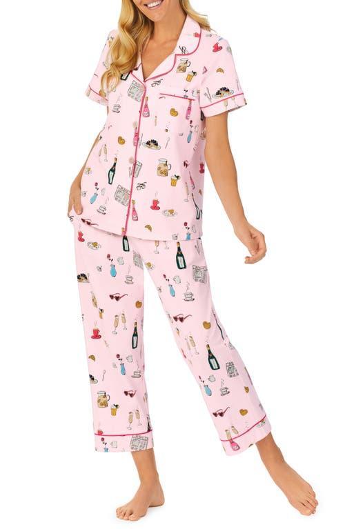 Womens Lets Do Brunch Crop Short-Sleeve Pajama Set Product Image