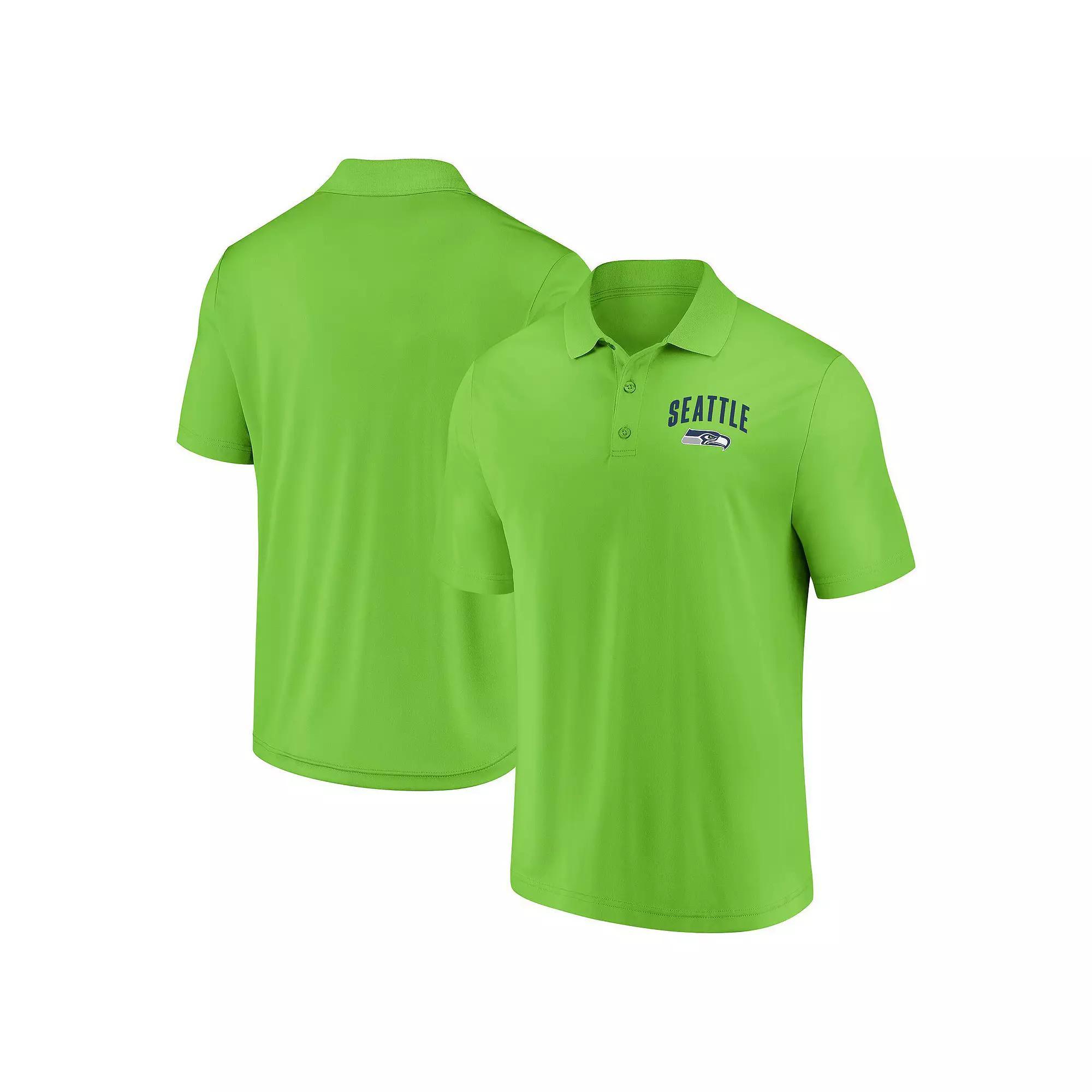 Men's Fanatics Neon Green Seattle Seahawks Push Back Polo,  Product Image