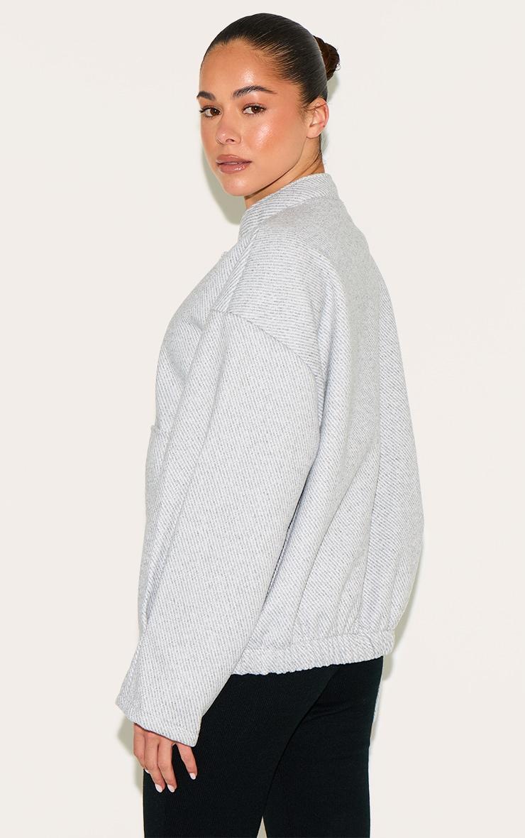 Grey Herringbone Oversized Bomber Product Image