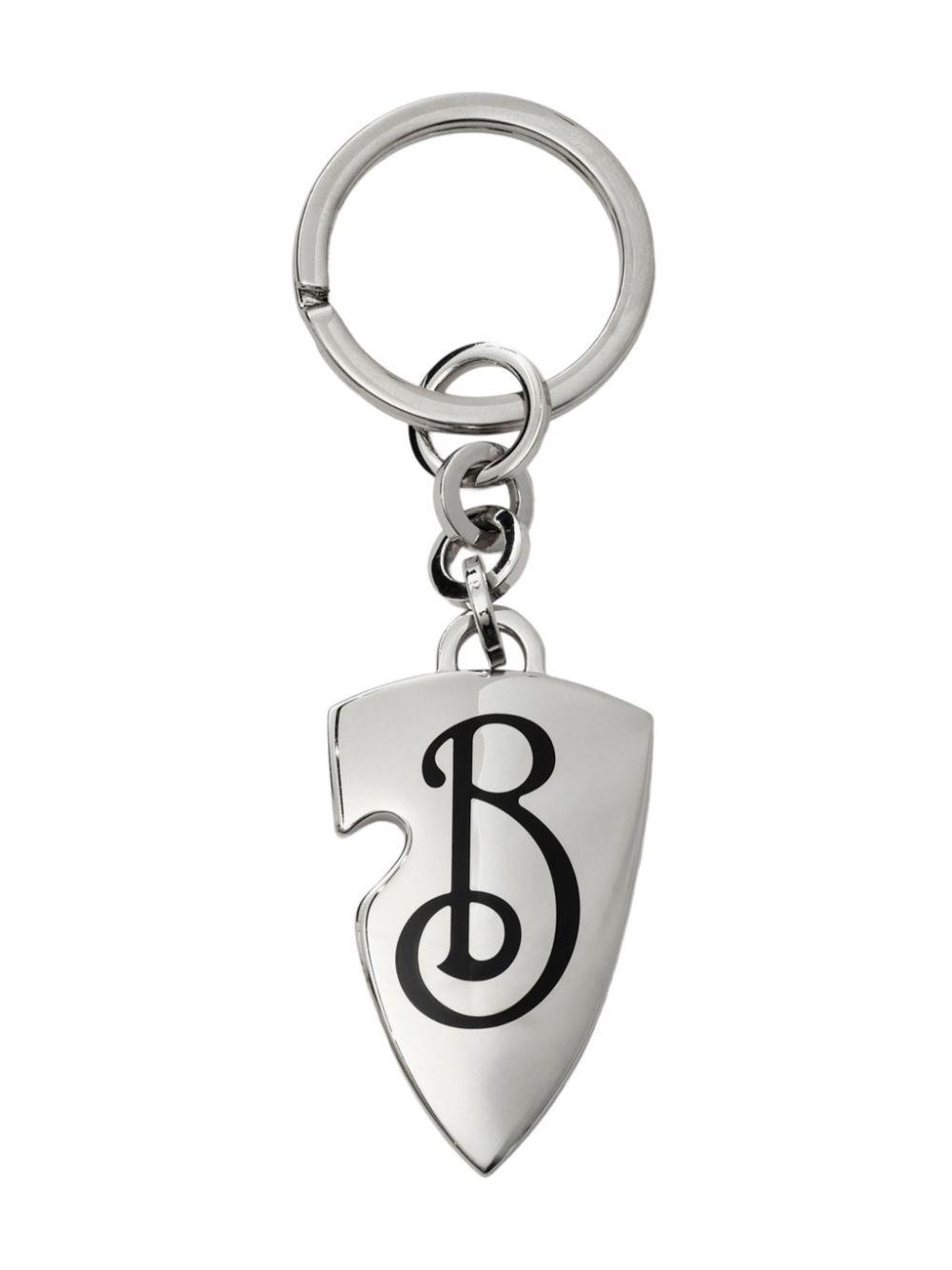 BURBERRY B Shield Keyring In Silver Product Image