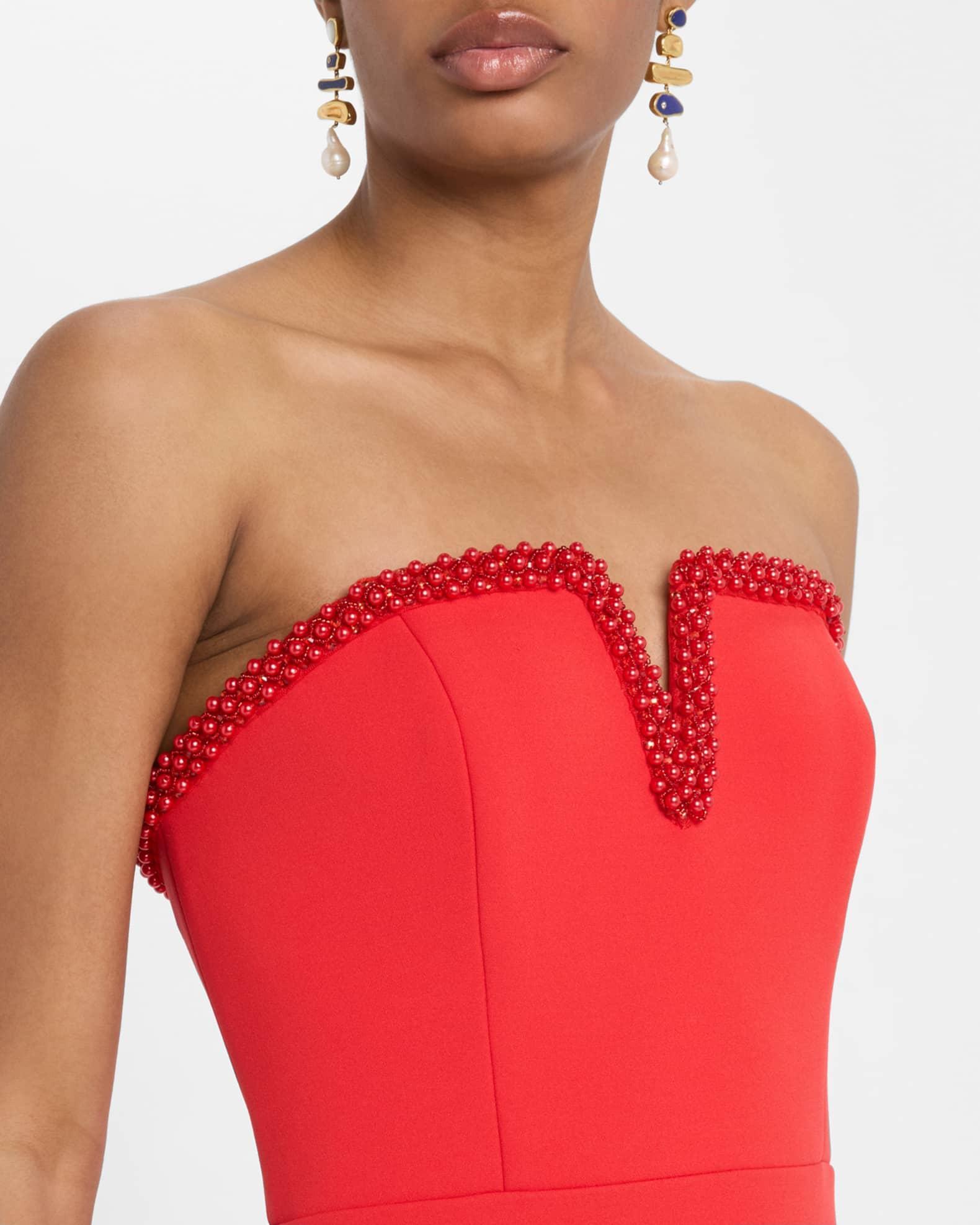 Strapless Beaded Crepe Column Gown Product Image