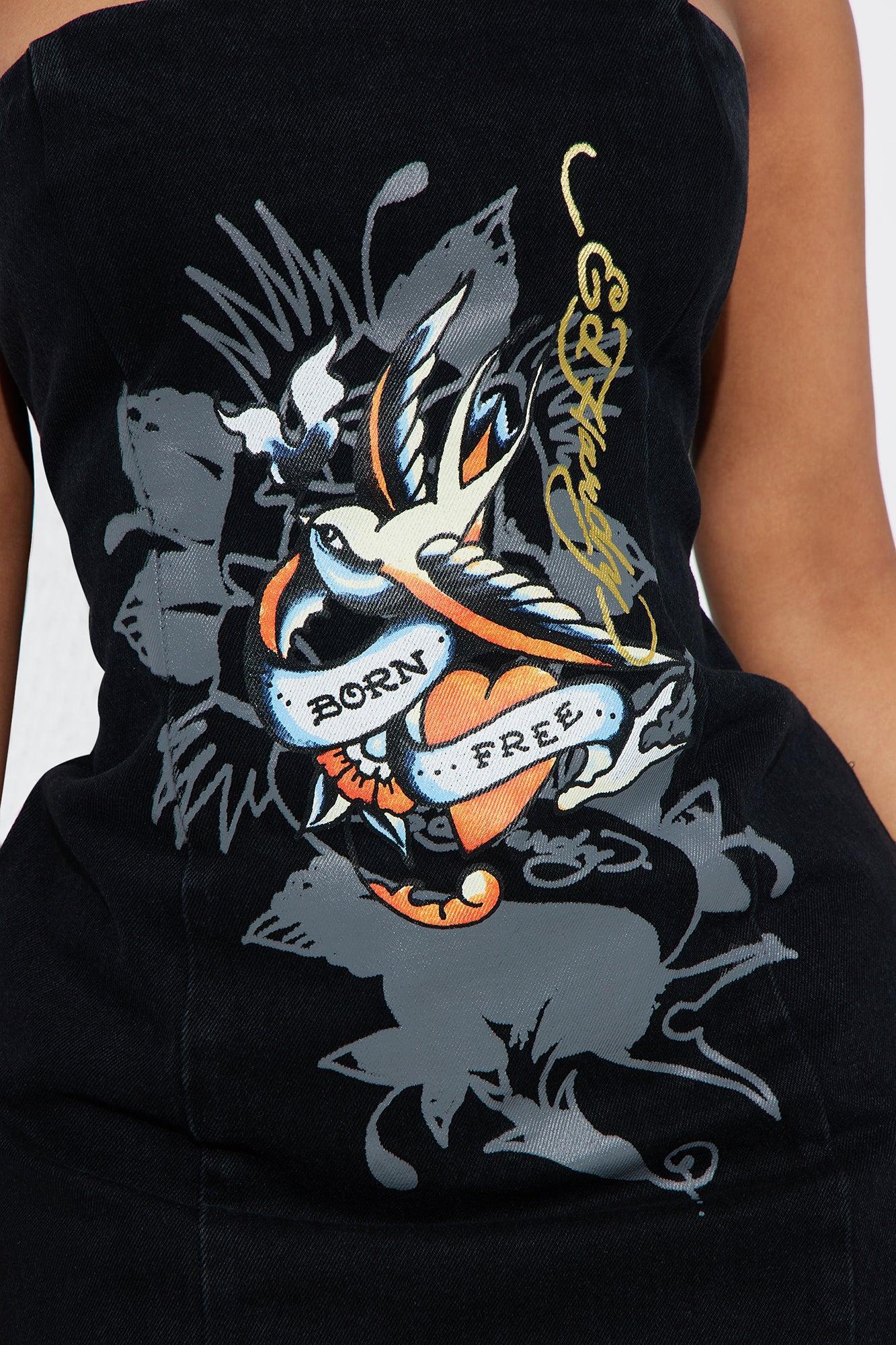 Ed Hardy Swallows Mini Dress - Black Wash Product Image