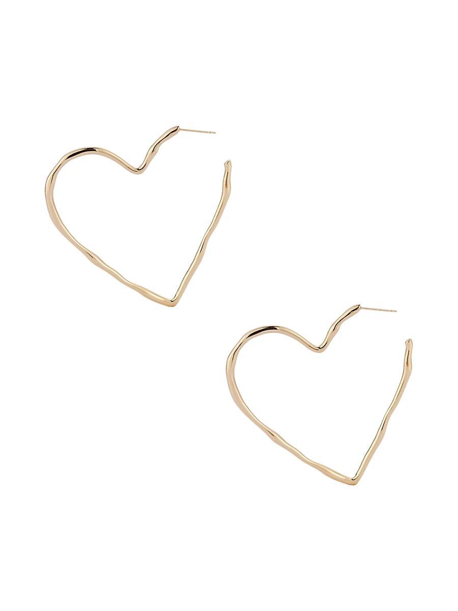 Womens Emilie 14K-Gold-Plated Heart Hoop Earrings Product Image