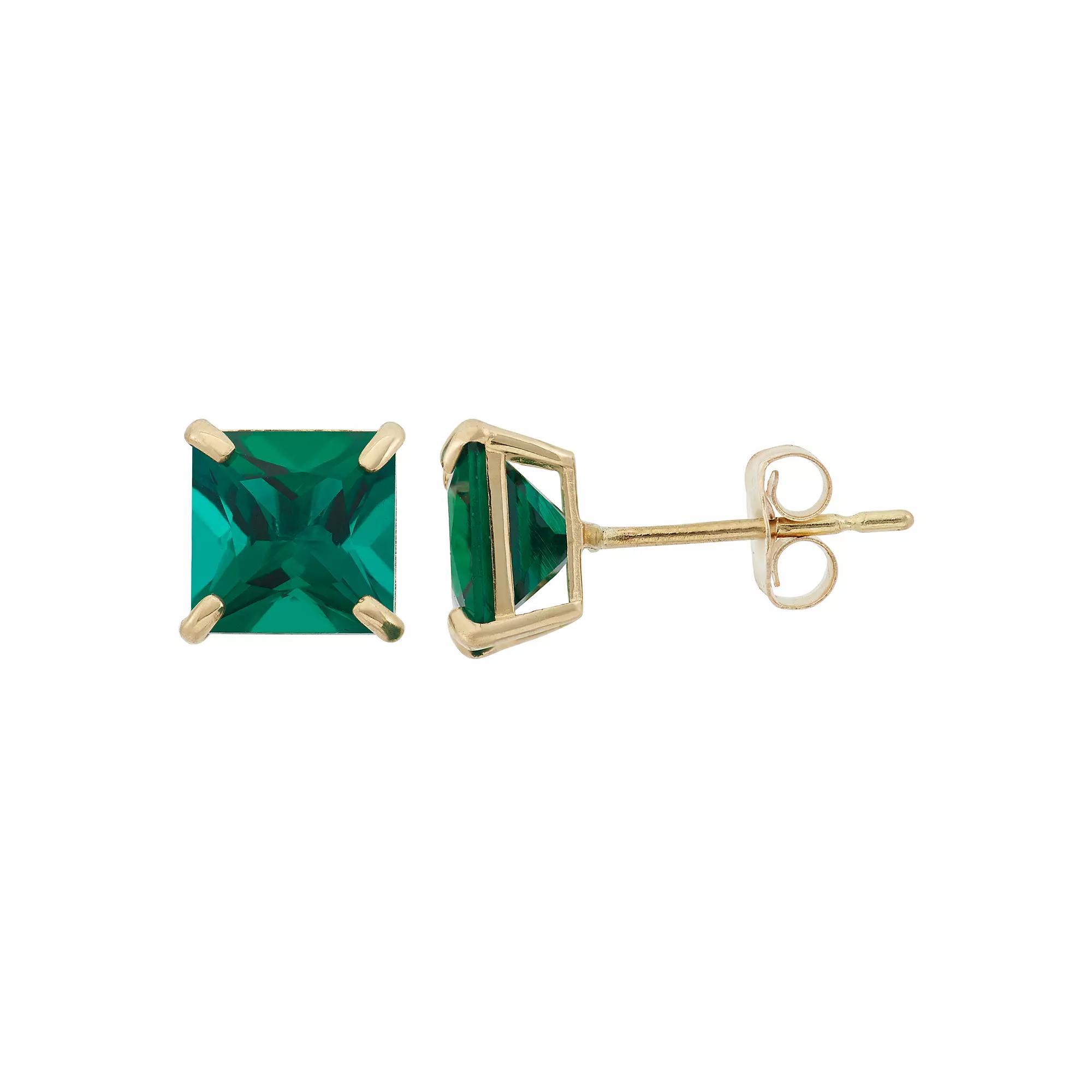 Designs by Gioelli Lab-Created Emerald 10k Gold Stud Earrings, Women's, Green Product Image
