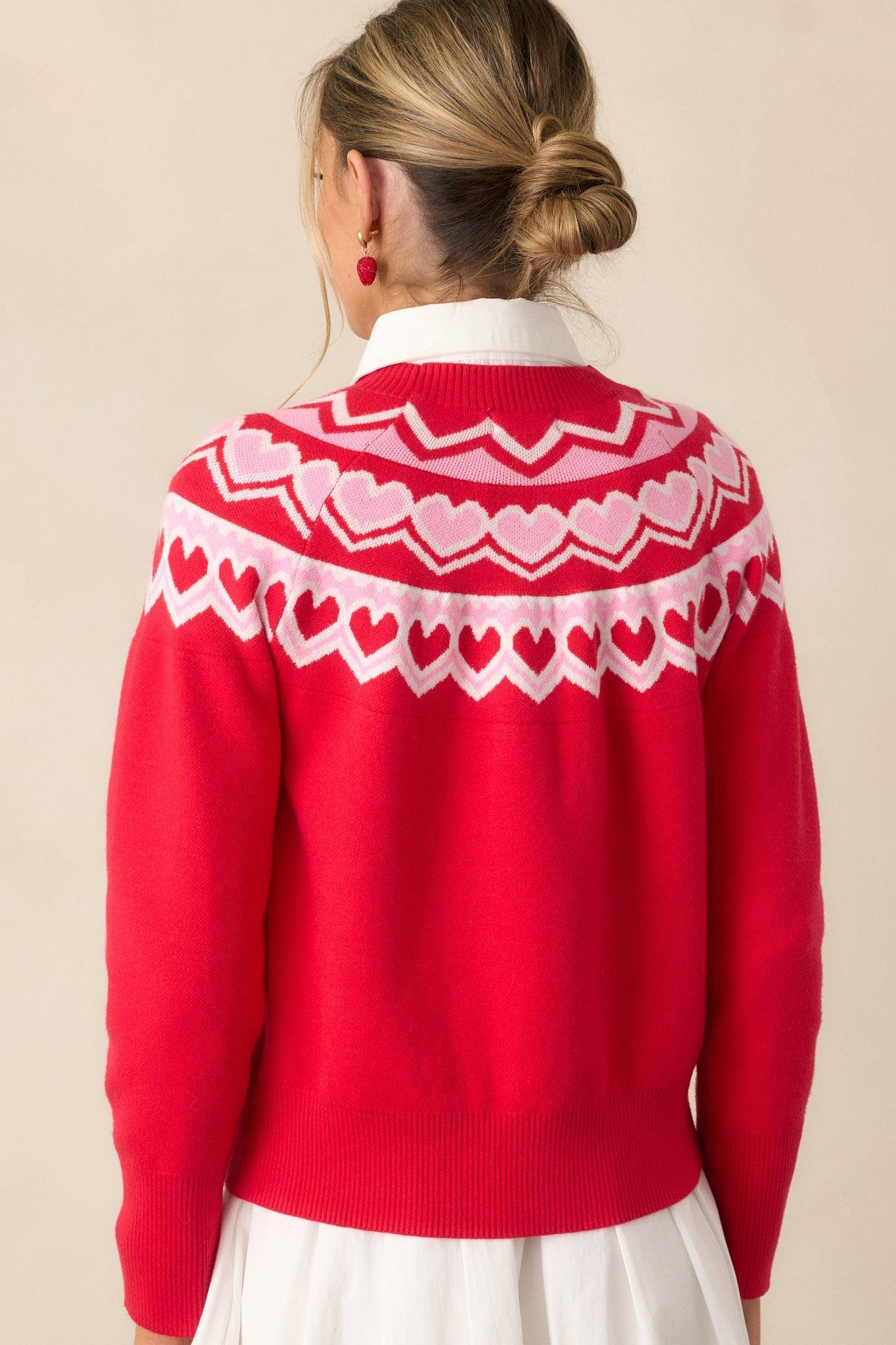 Paper Hearts Red Mock Neck Sweater Product Image