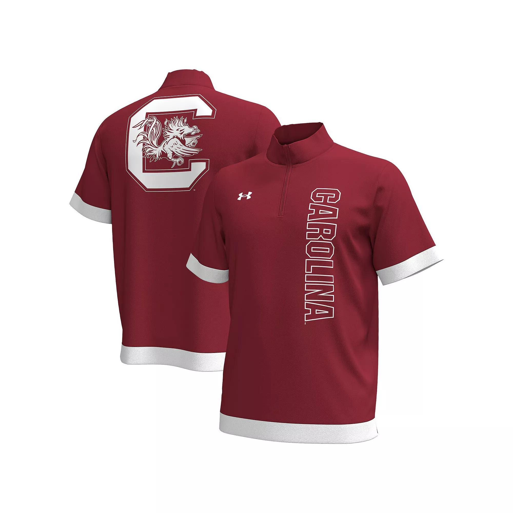Men's Under Armour Garnet South Carolina Gamecocks 2024 On-Court Shootaround Quarter-Zip T-Shirt, Size: XL, Red Product Image