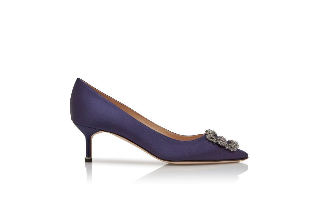 HANGISI 50 Dark Blue Satin Jewel Buckle Pumps Product Image