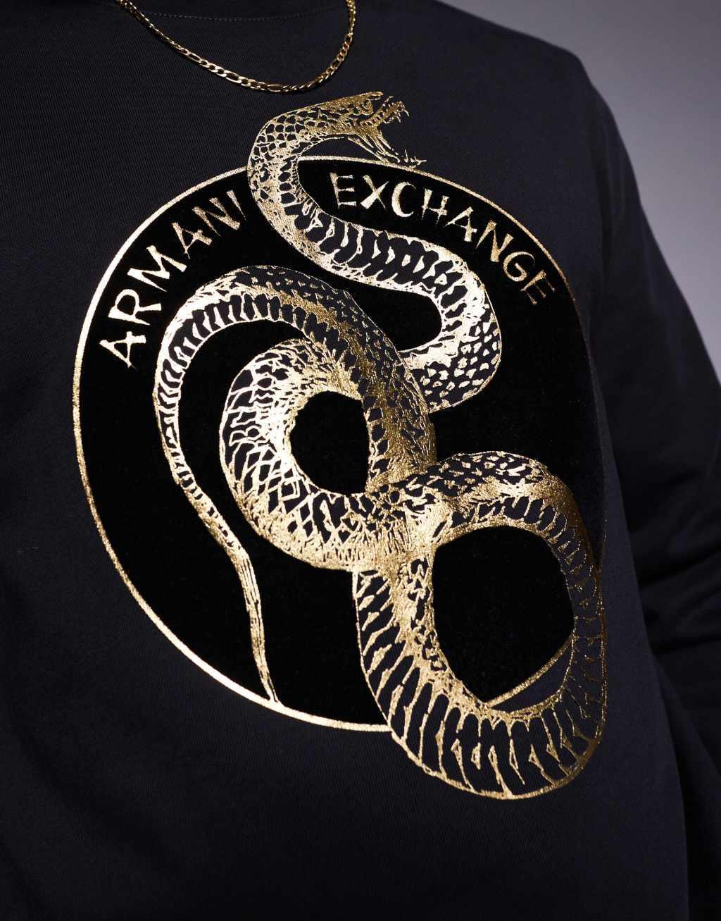 Armani Exchange lunar capsule snake sweatshirt in black Product Image
