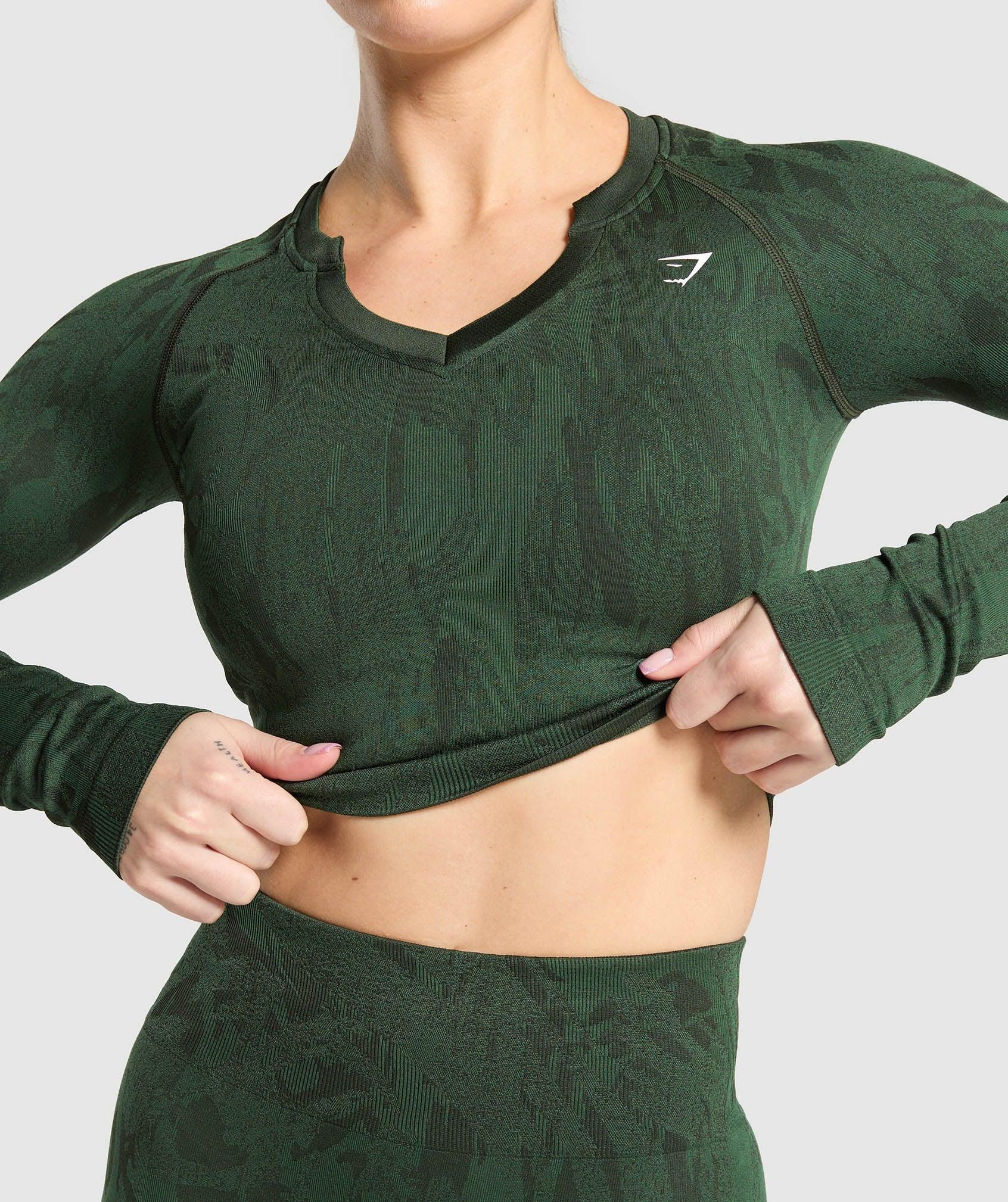 Gymshark Adapt Camo Seamless Long Sleeve Top - Trail Green/Classic Green Female Product Image