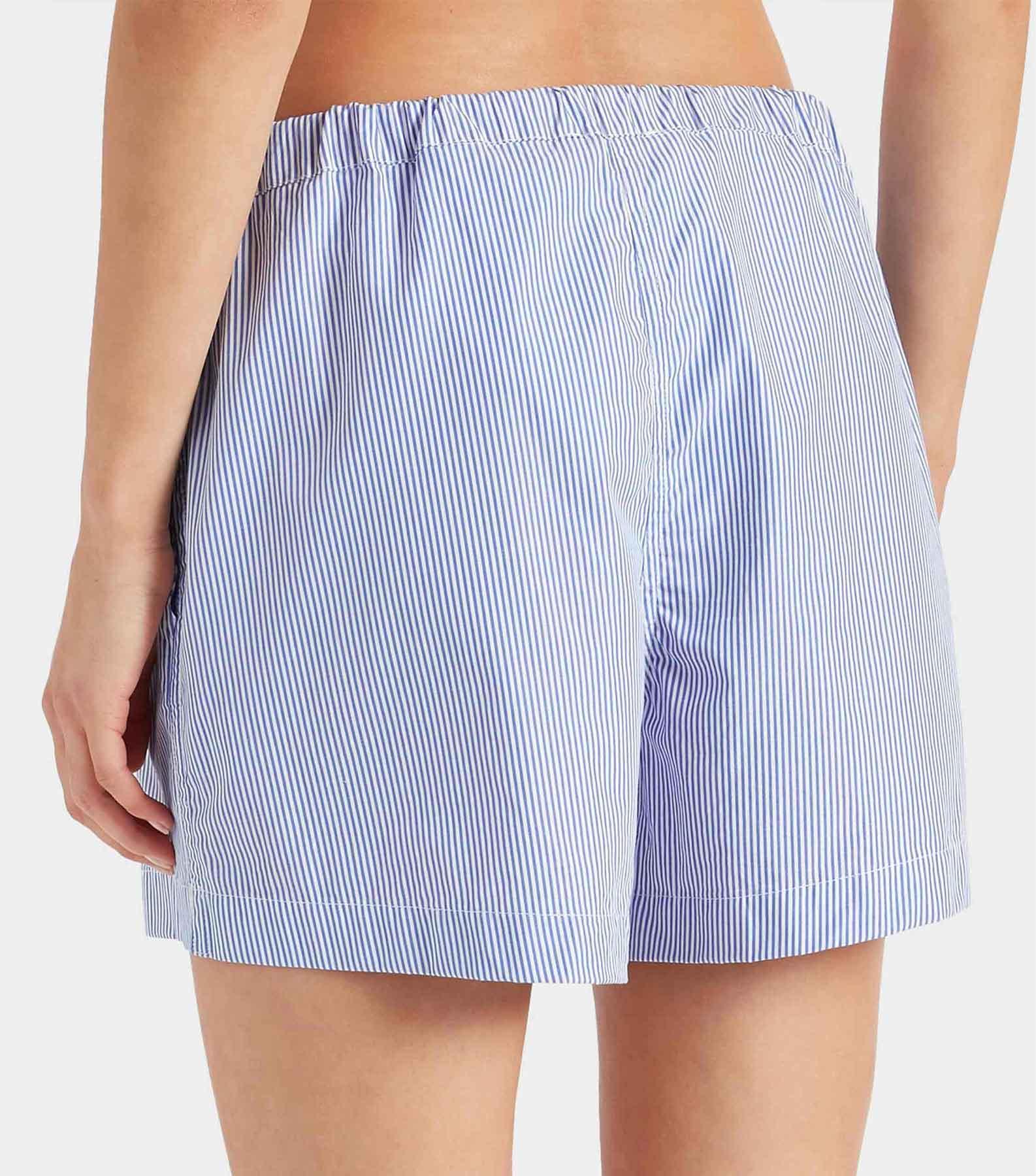 Embroidered Cotton Shorts - Blue Stripe Product Image