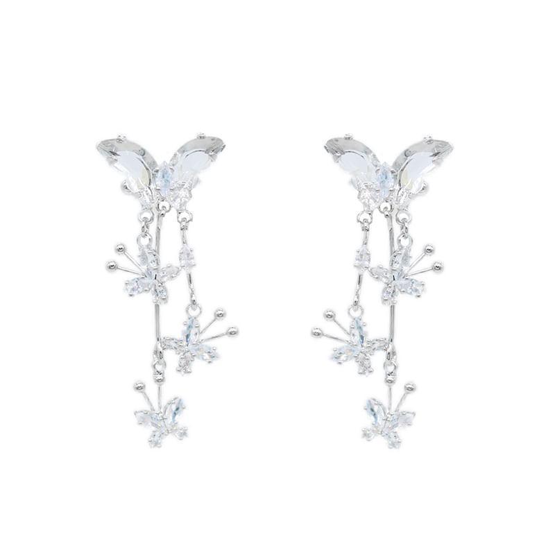 Butterfly Faux Crystal Fringed Ear Cuff Product Image