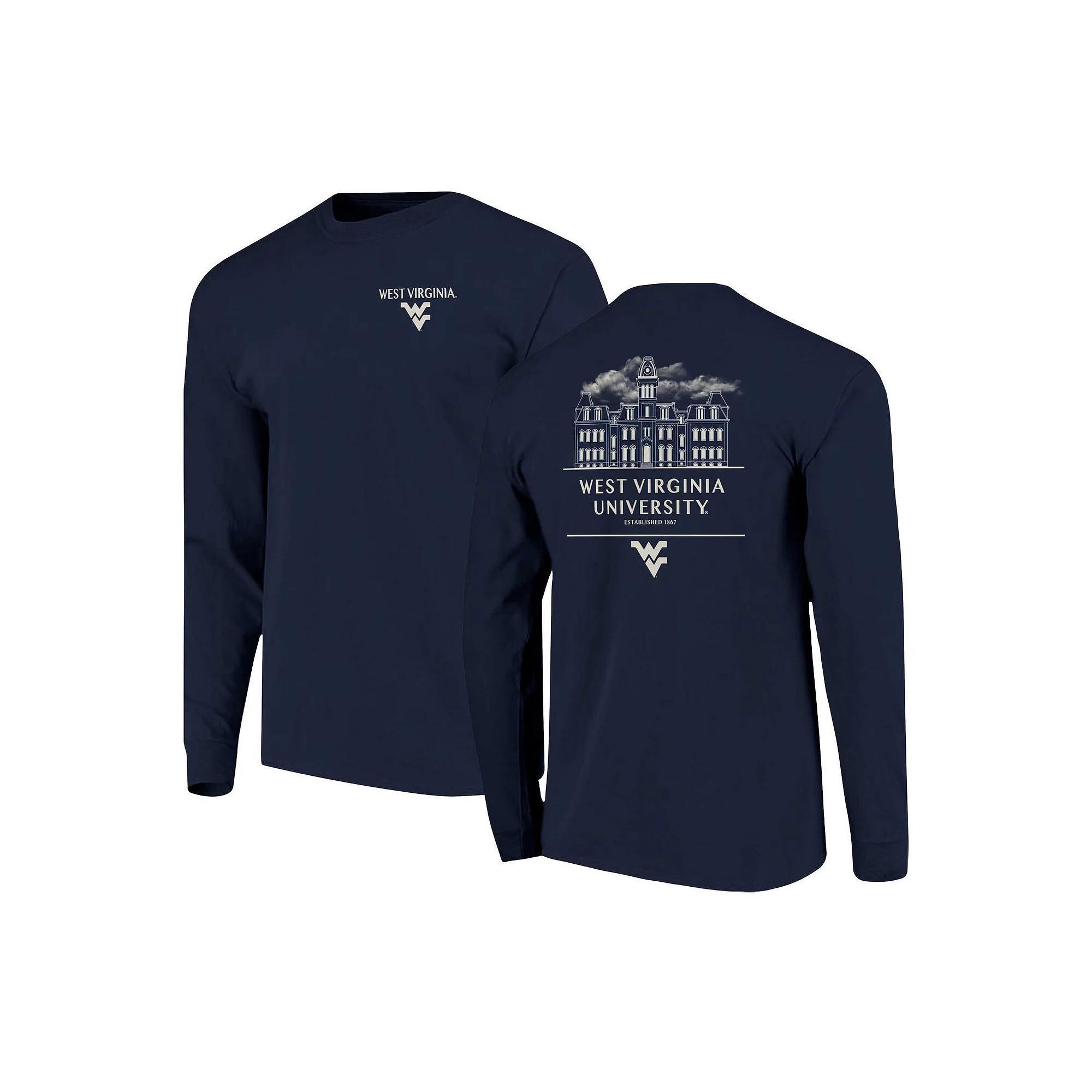Men's Navy West Virginia Mountaineers Comfort Colors Campus Nights Long Sleeve T-Shirt,  Product Image