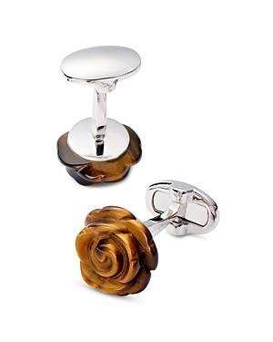 Mens Carved Tigers Eye Rose Cufflinks Product Image