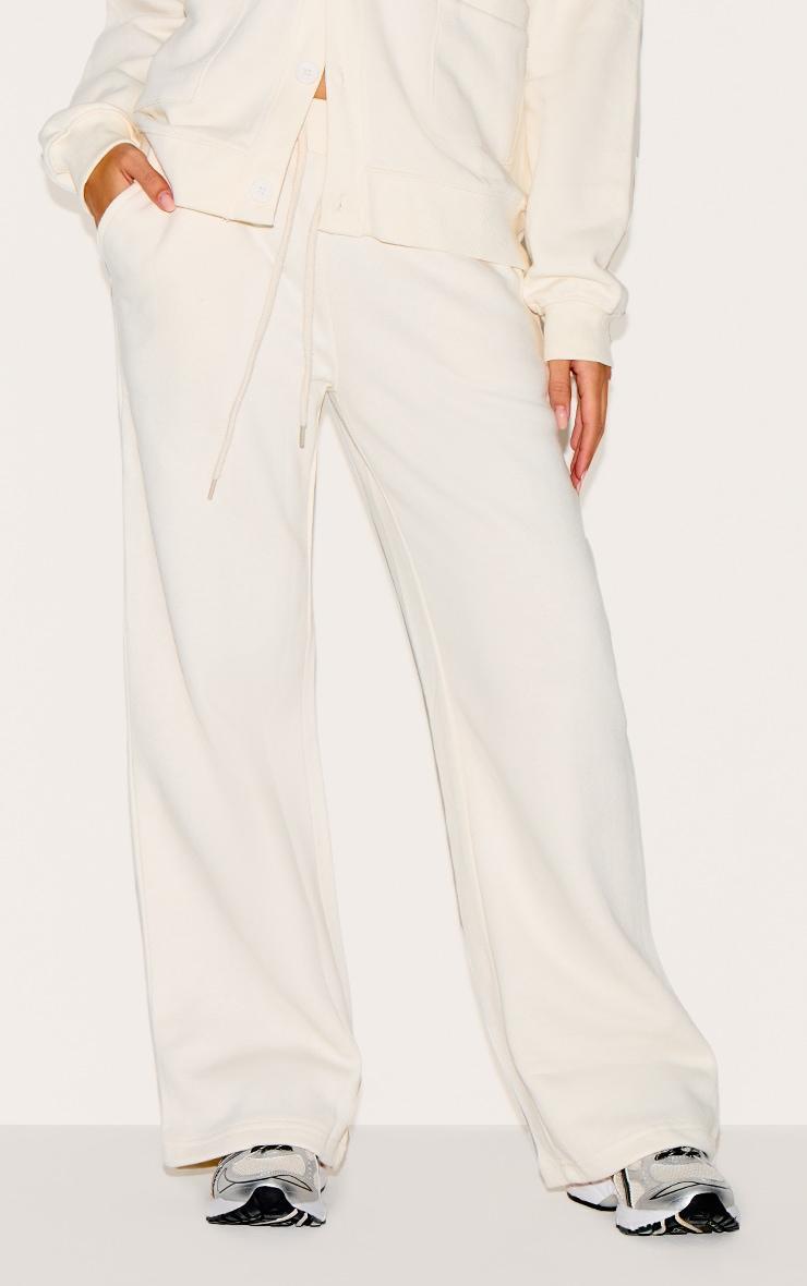 Cream Wide Leg Drawstring Sweatpants Product Image