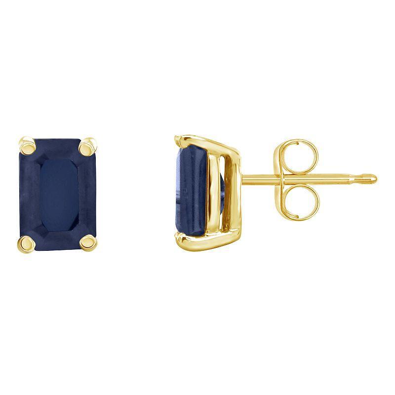 Celebration Gems 14k Gold Emerald Cut Sapphire Stud Earrings, Women's, 14k Whgold Product Image