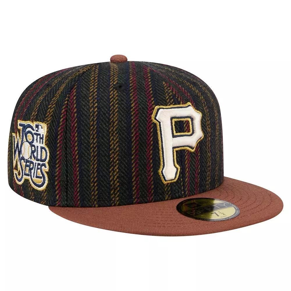 Men's New Era  Brown Pittsburgh Pirates Vintage Herringbone 59FIFTY Fitted Hat, Size: 7 1/4 Product Image