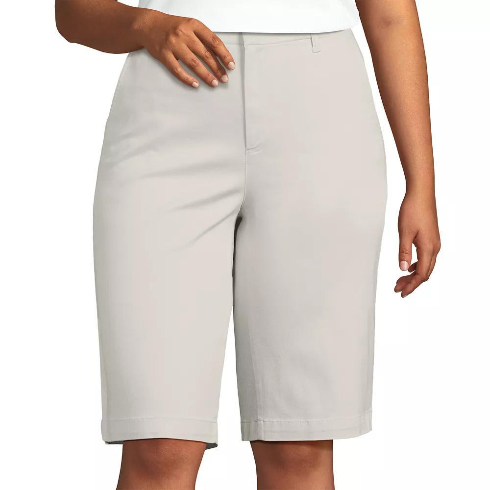 Plus Size Lands' End Elastic Back Classic Bermuda 12" Chino Shorts, Women's, Size: 20 W, Light Grey Product Image