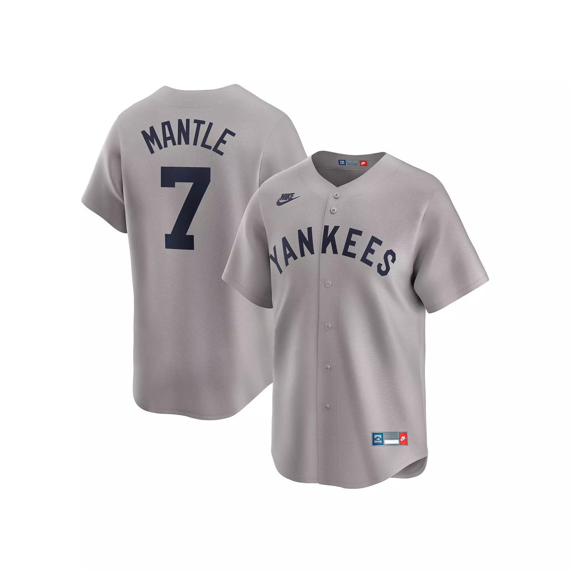 Men's Nike Mickey Mantle Gray New York Yankees Throwback Cooperstown Collection Limited Jersey, Size: Medium, Grey Product Image