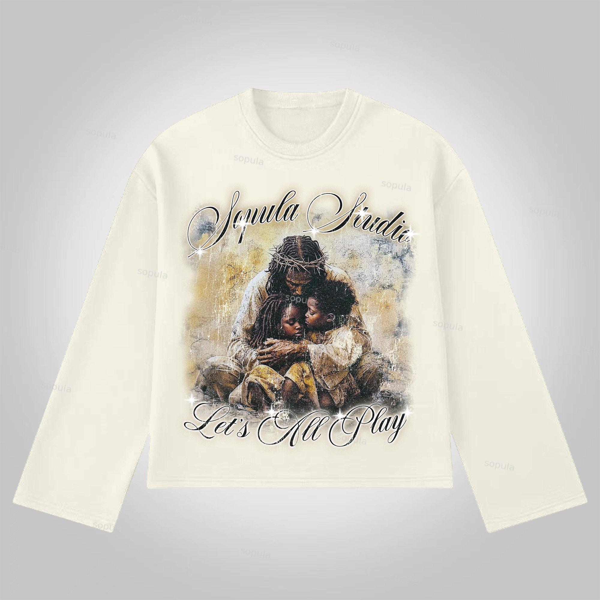 Sopula God Is Always There Retro Make Vintage Graphics Cotton Long Sleeve T-Shirt Product Image
