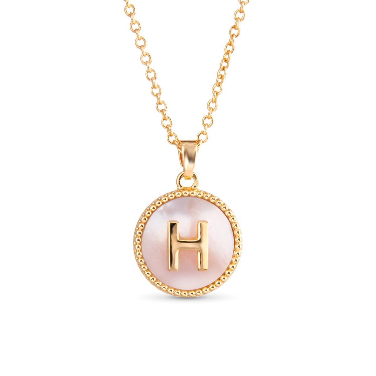 Gold Mother of Pearl Initial Necklace Product Image