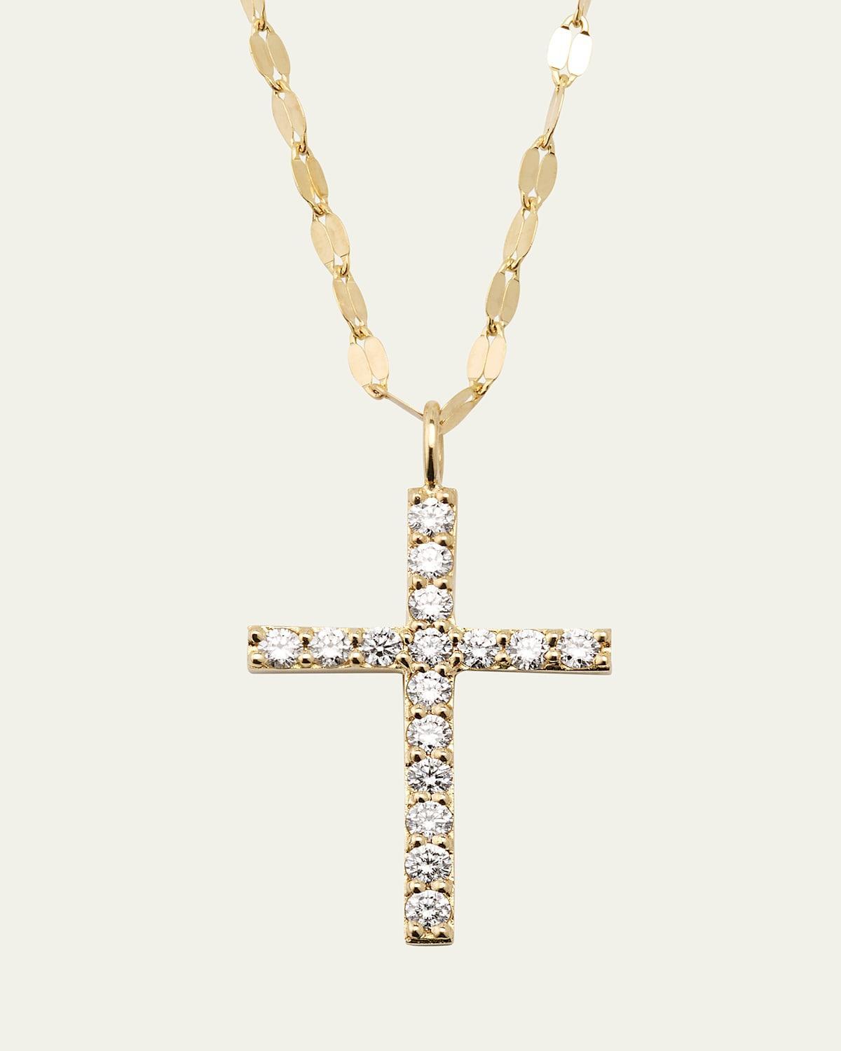 14K Yellow Gold Flawless Everyday Diamond Cross Necklace Product Image