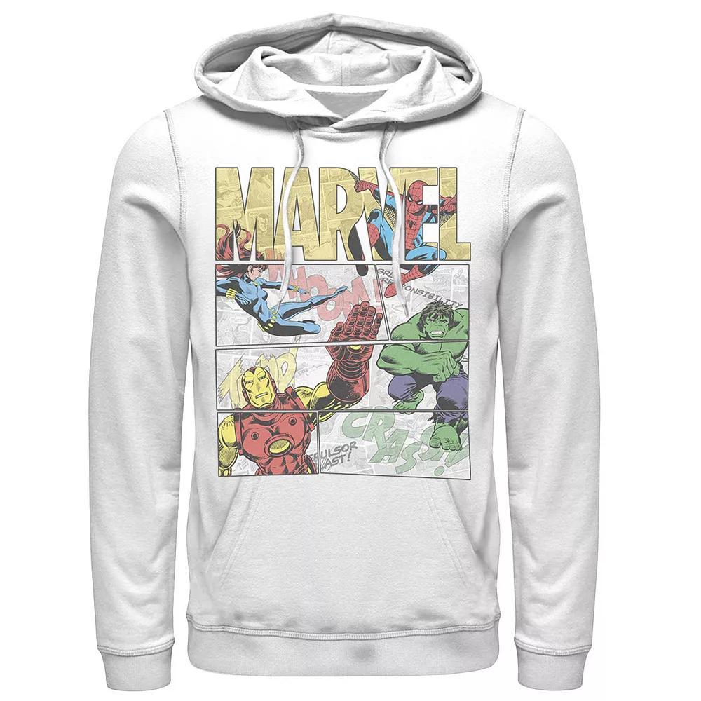 Men's Marvel Retro Avengers Comic Panel Build-Up Hoodie, Size: Large, White Product Image