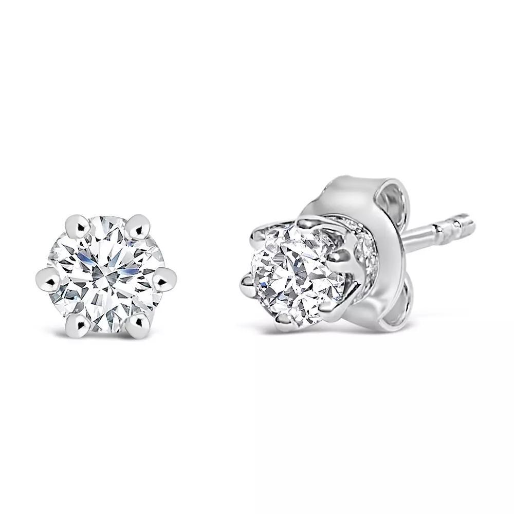 Haus of Brilliance 14k White Gold 1/2 Carat T.W. Lab-Grown Diamond 6-Prong Crown Stud Earrings, Women's Product Image