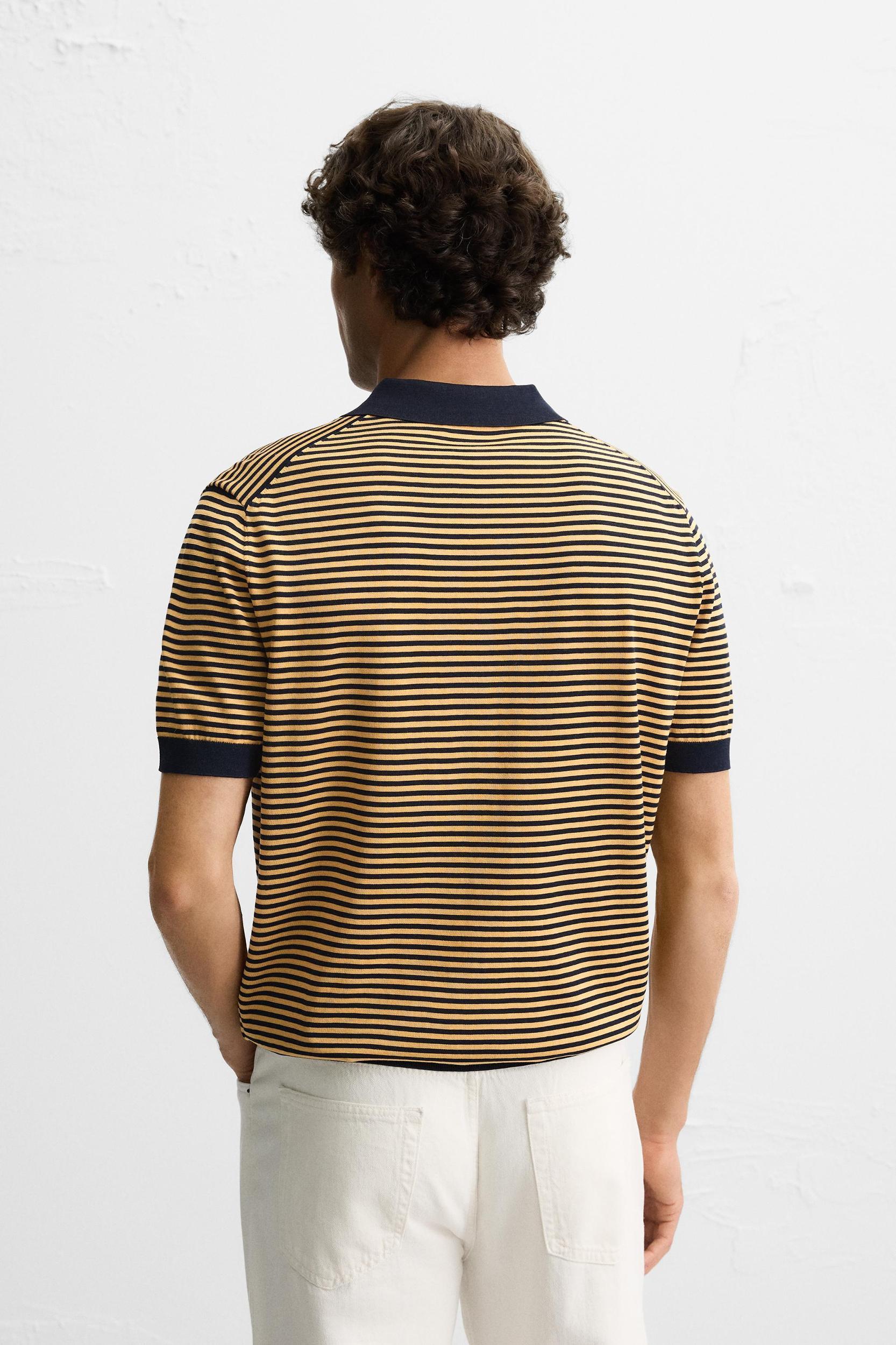 STRIPED KNIT POLO SHIRT Product Image