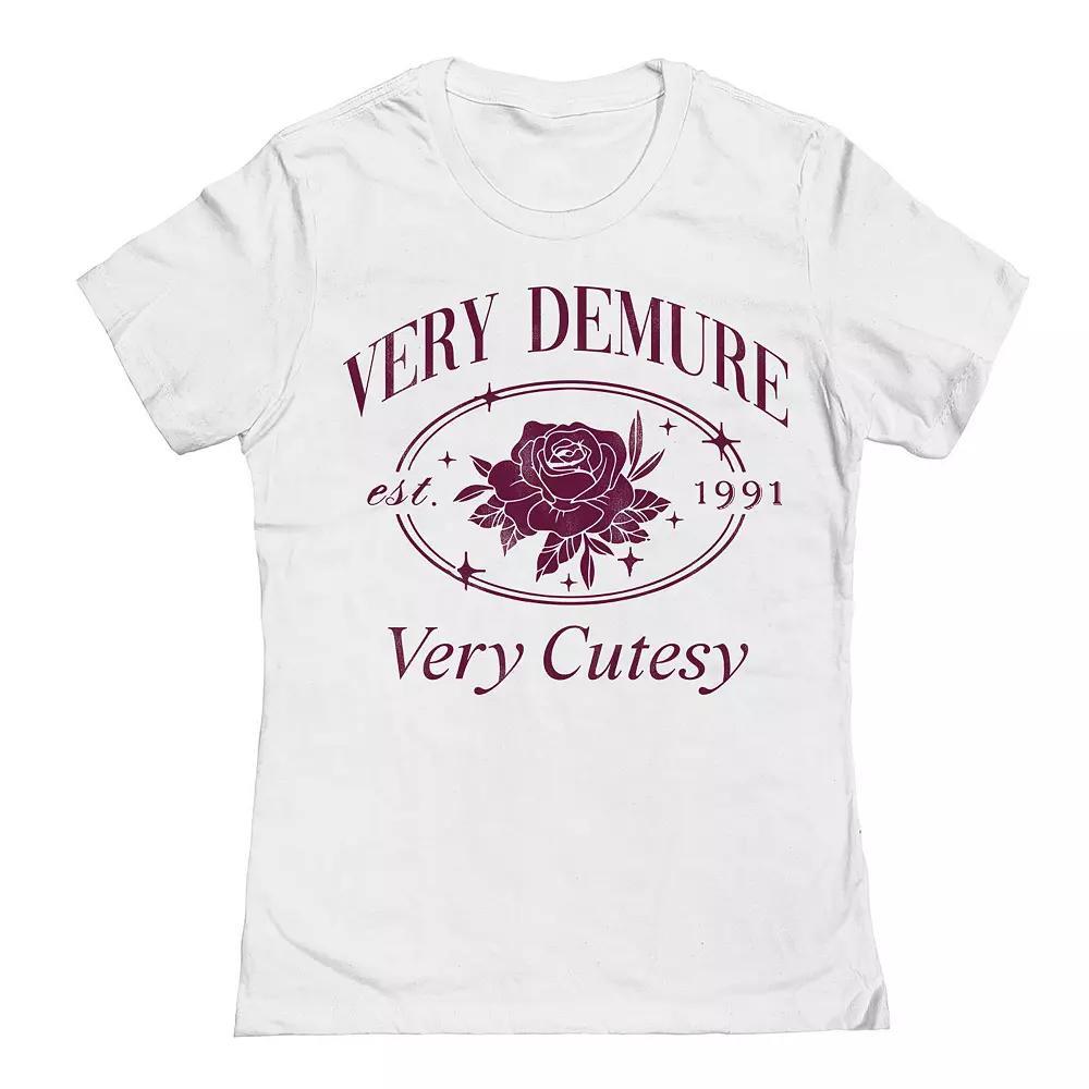 Junior's Grayson Threads The Label Very Demure Cutesy Rose Graphic Tee, Girl's, Size: Small, White Product Image