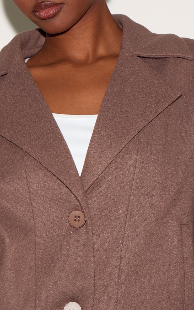 Mushroom Wool Look Button Up Front Bomber Jacket Product Image