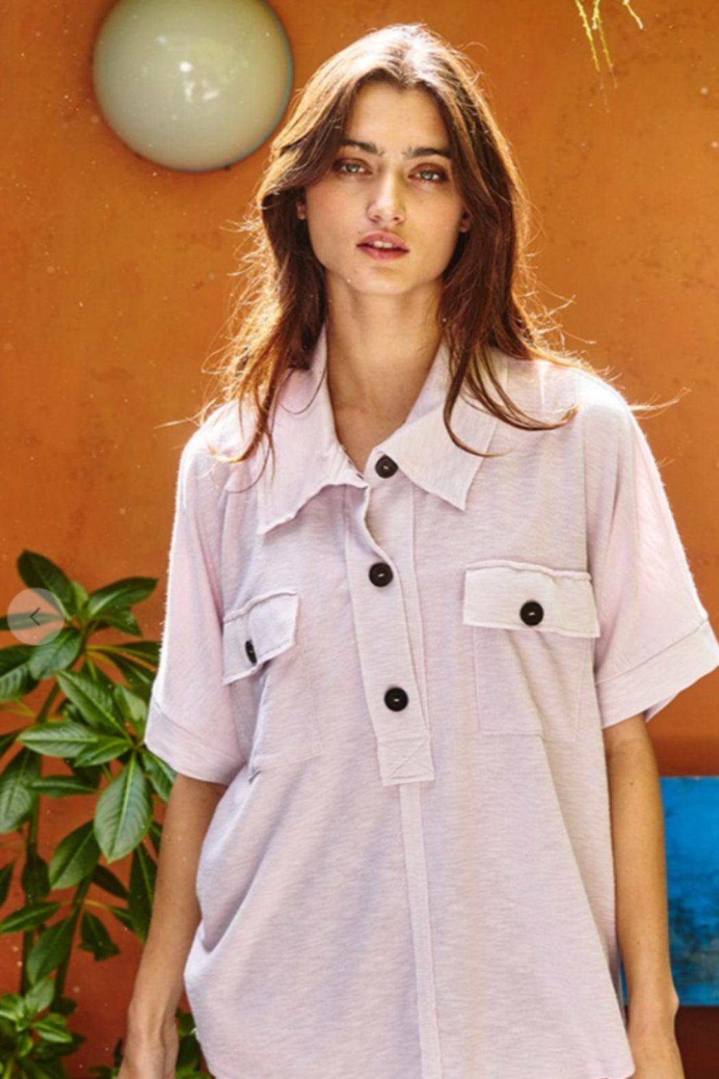 Lavender Henley Top Product Image