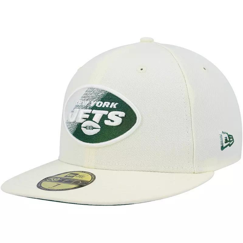 Men's New Era Cream New York Jets Chrome Color Dim 59FIFTY Fitted Hat, Size: 7 5/8, Beige Product Image