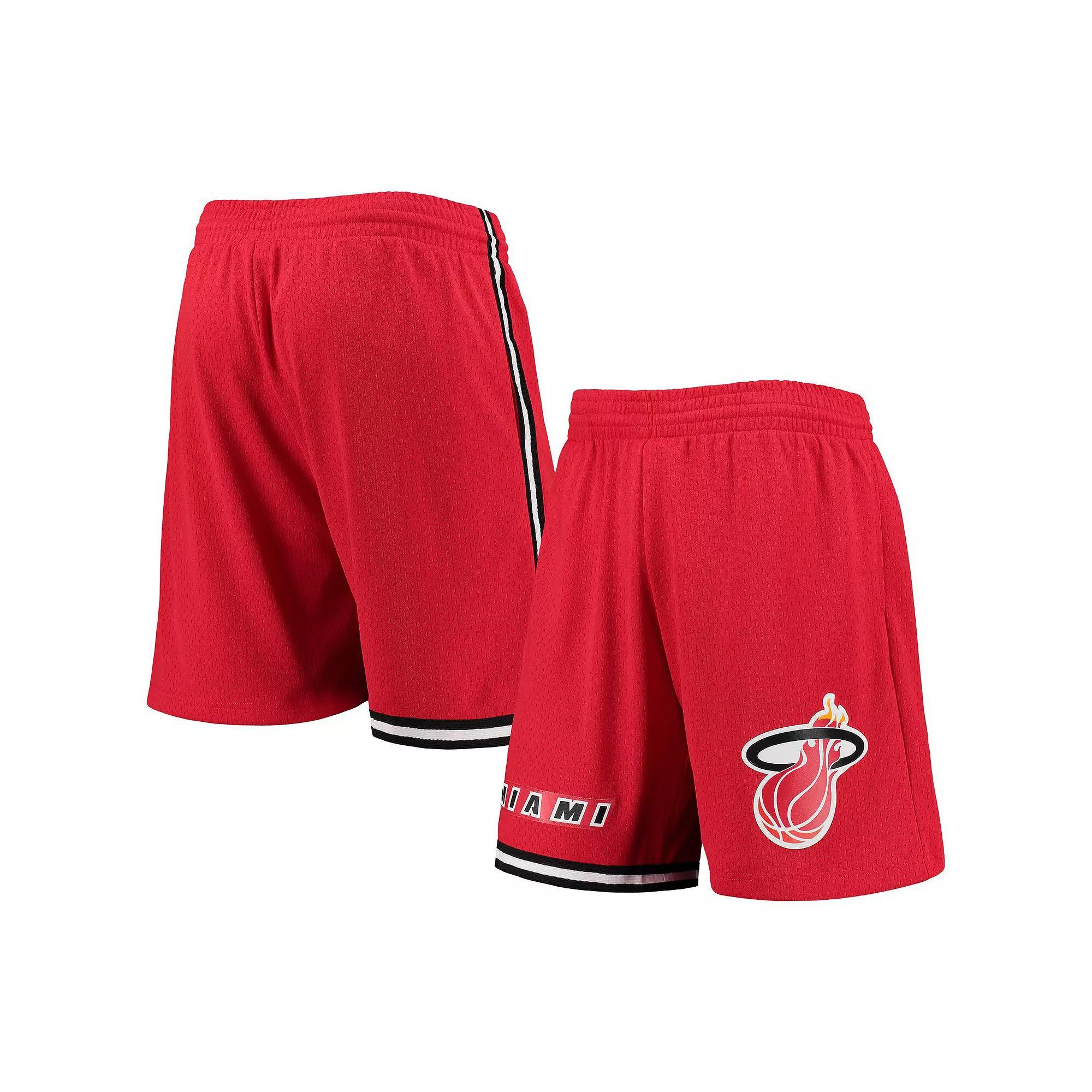 Men's Mitchell & Ness Red Miami Heat 1996-97 Hardwood Classics Swingman Shorts, Size: Small Product Image