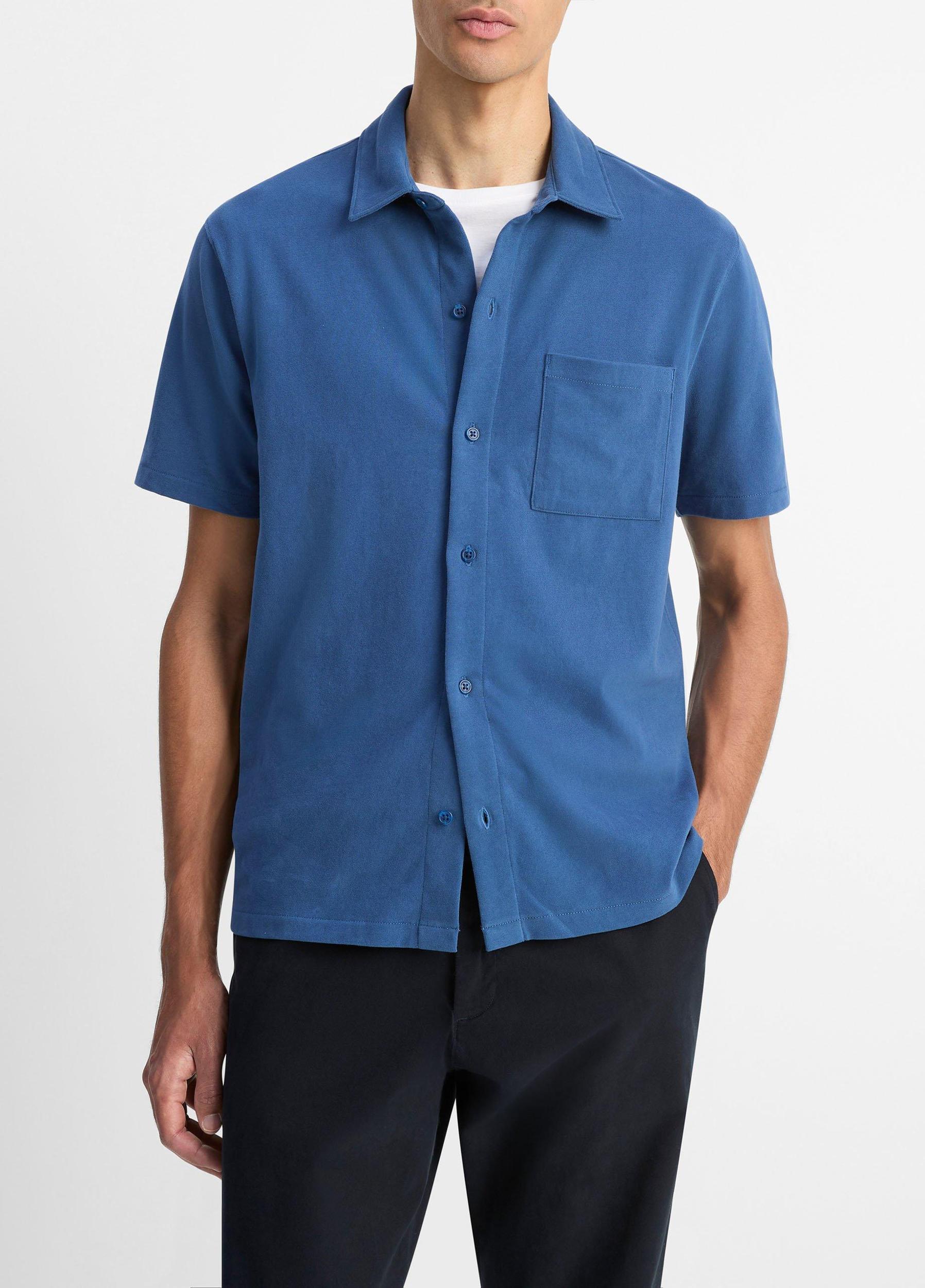 Sueded Cotton Jersey Button-Front Shirt Product Image
